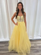 A Line V Neck Backless Lace Long Prom Dress