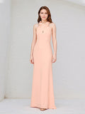 Salmon Chiffon Halter Neck Sleeveless Floor Length Dress With Floral Embellished