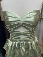 A Line Strapless Sweetheart Satin Homecoming Dress with Keyhole