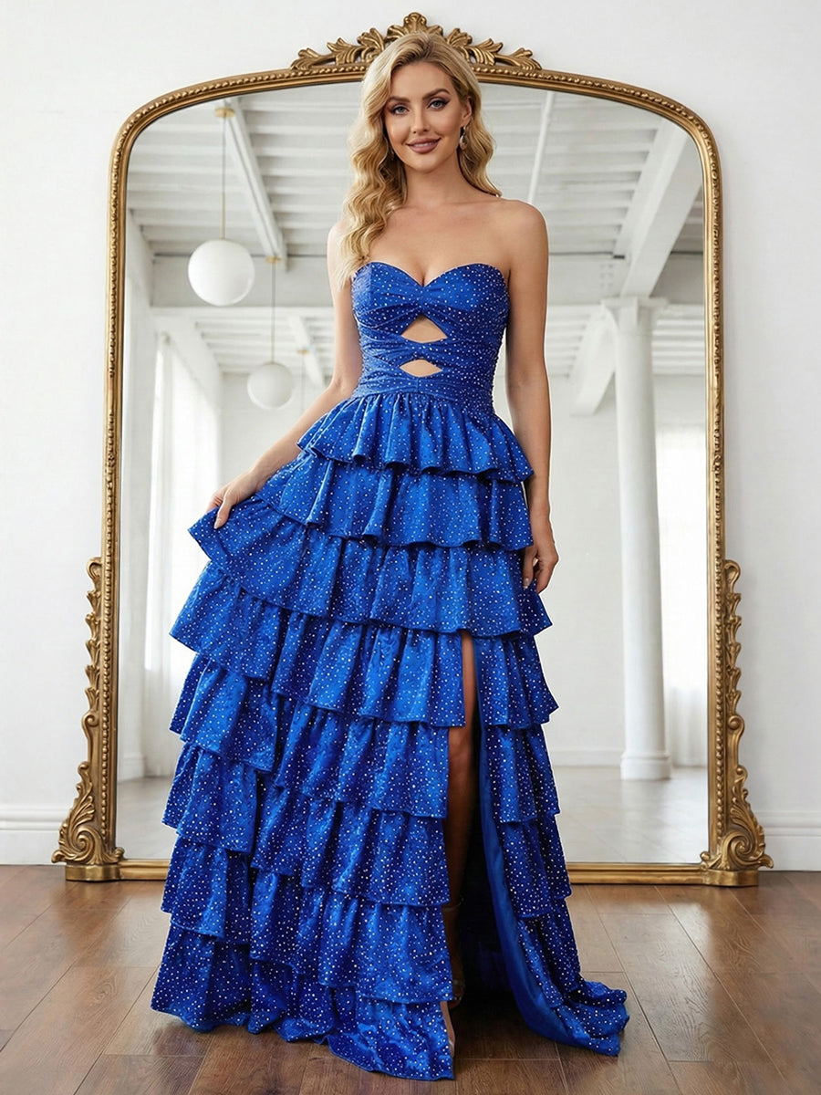 A-Linien trägerloses Herzausschnitt langes Ballkleid mit Schlüsselloch