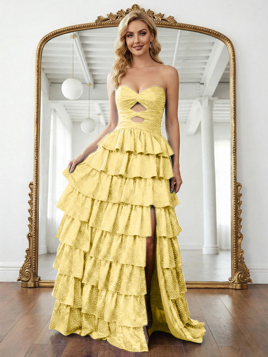 A-Linien trägerloses Herzausschnitt langes Ballkleid mit Schlüsselloch