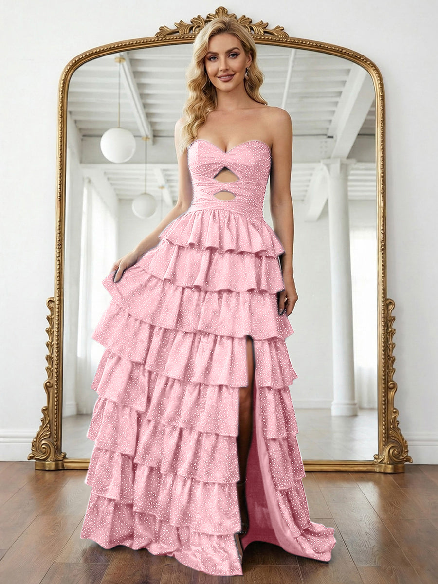 A-Linien trägerloses Herzausschnitt langes Ballkleid mit Schlüsselloch