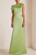 Wedding Guests Sage Green Dress One-shoulder Floor Length Dress