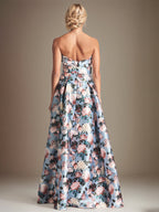 Robe mère de la mariée en satin, ligne A, épaules dénudées, à fleurs