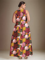Robe mère de la mariée en ligne A à col en V avec motif floral