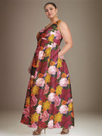 Robe mère de la mariée en ligne A à col en V avec motif floral