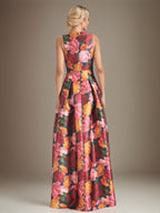Robe mère de la mariée en ligne A à col en V avec motif floral