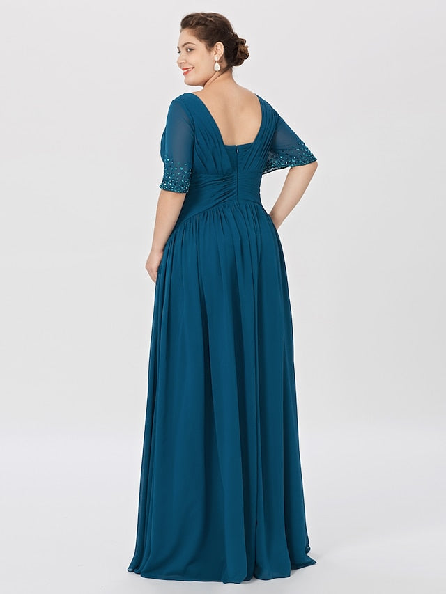 A-Linien-/Prinzessinnenkleid mit quadratischem Ausschnitt, bodenlang, Mutter der Braut