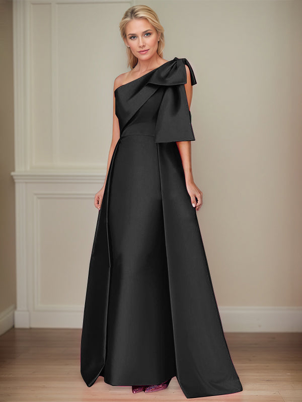 A-Linien trägerloses Satin-Mutter-der-Braut-Kleid mit Schleifen