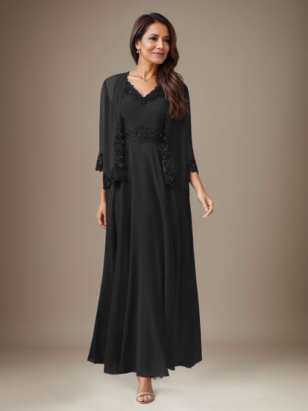 Pflaume A-Linie Pailletten Chiffon Kleid