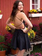 Black Appliques Sweetheart Lace-Up A-Line Short Homecoming Party Dress