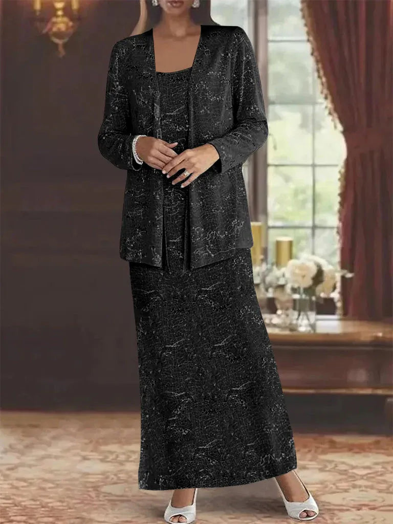 Chiffon-Brautmutterkleider mit Pailletten und Jacke