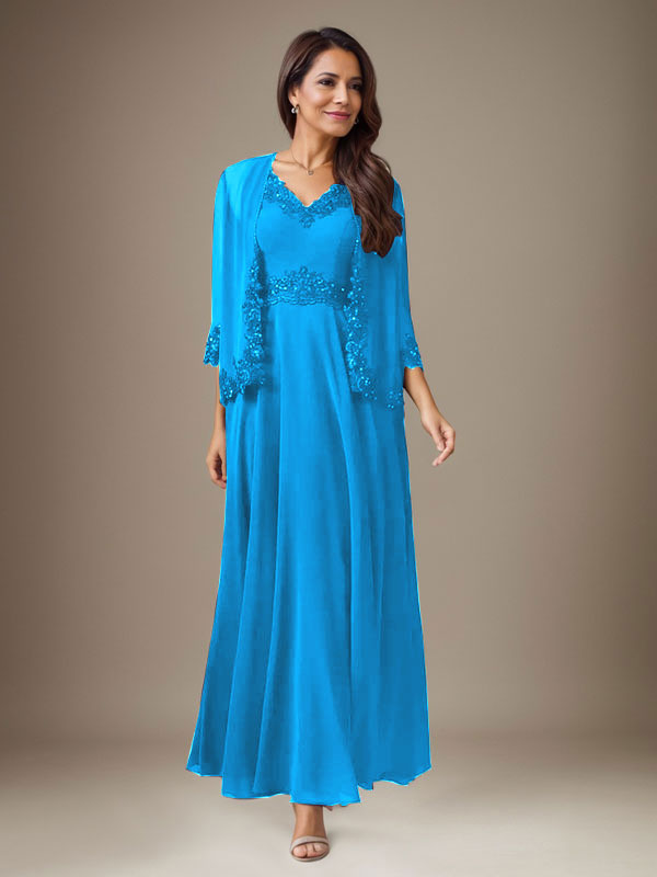 Pflaume A-Linie Pailletten Chiffon Kleid