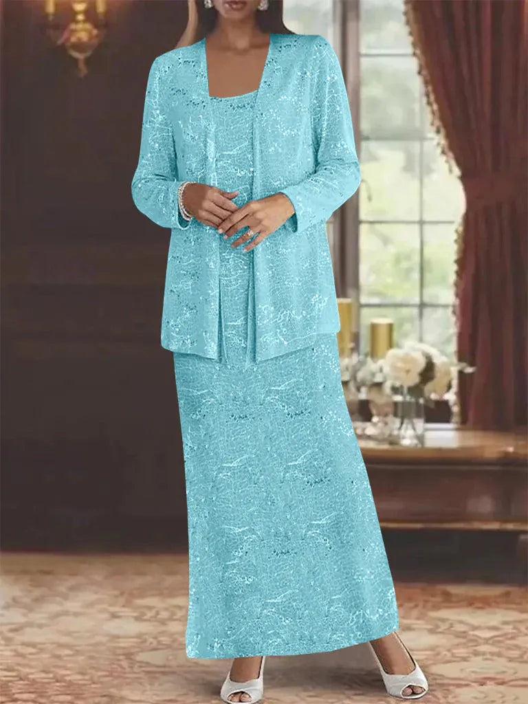 Chiffon-Brautmutterkleider mit Pailletten und Jacke
