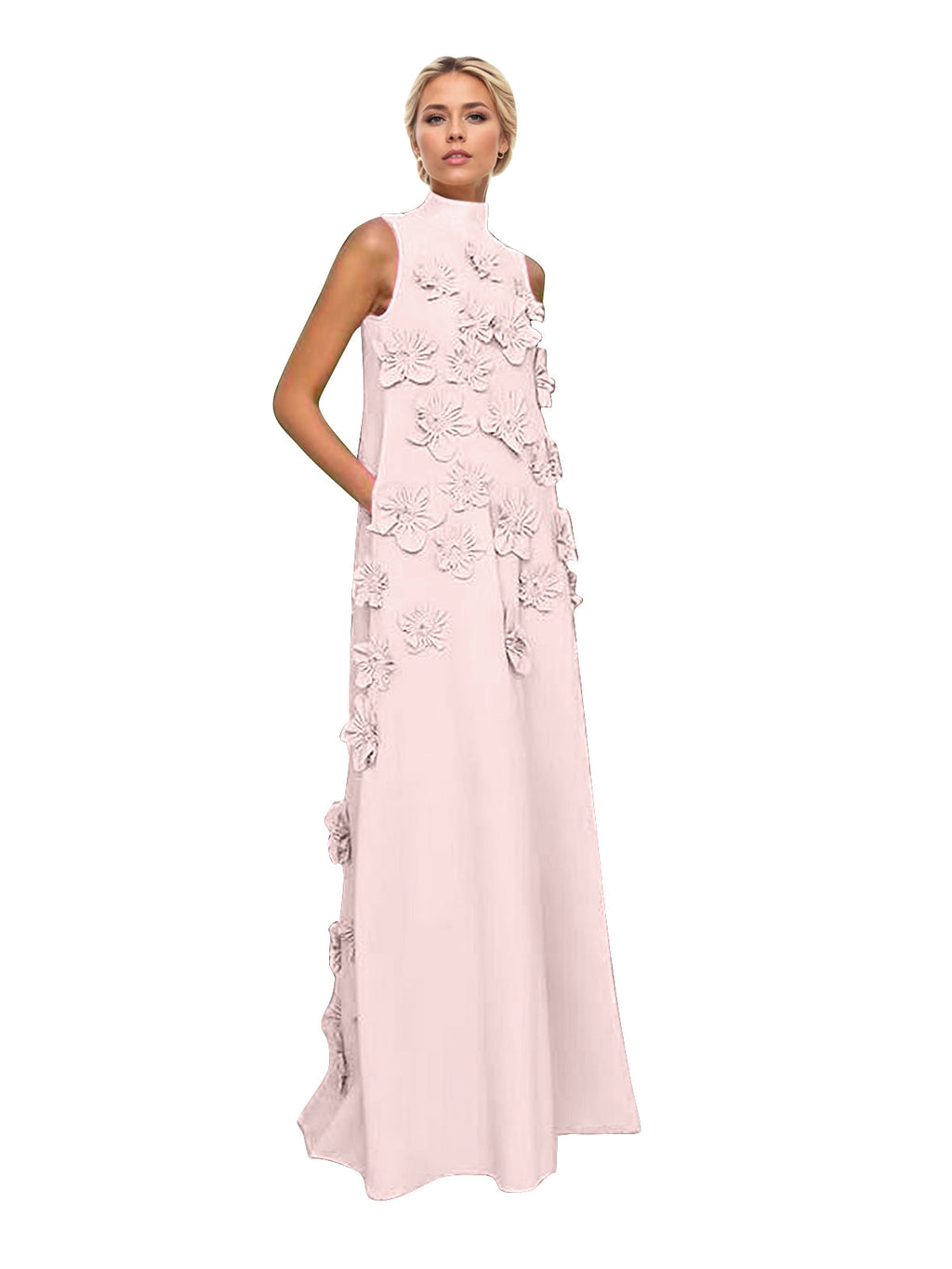 Vestido Longo Hank com Aplicação de Flores
