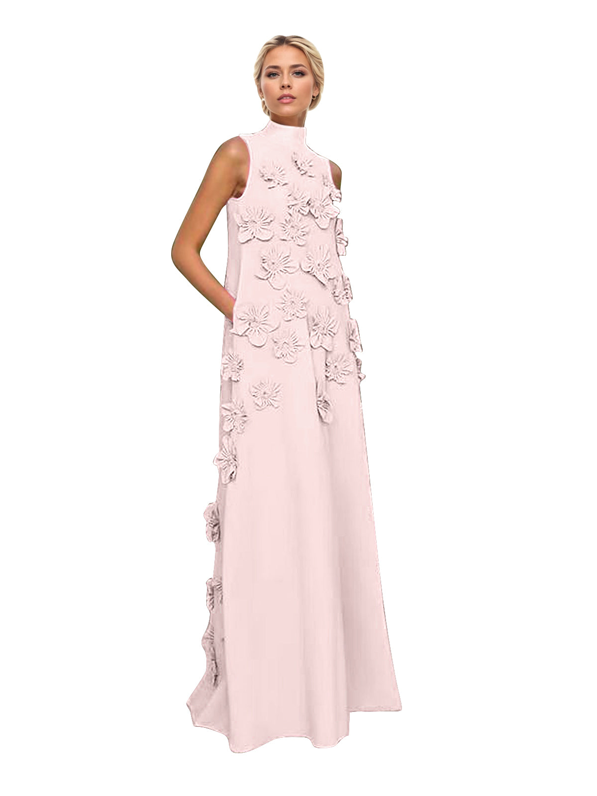 Vestido Longo Hank com Aplicação de Flores