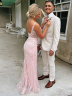 Robe de bal rose blush à col carré avec sequins et ceinture en satin à nœud