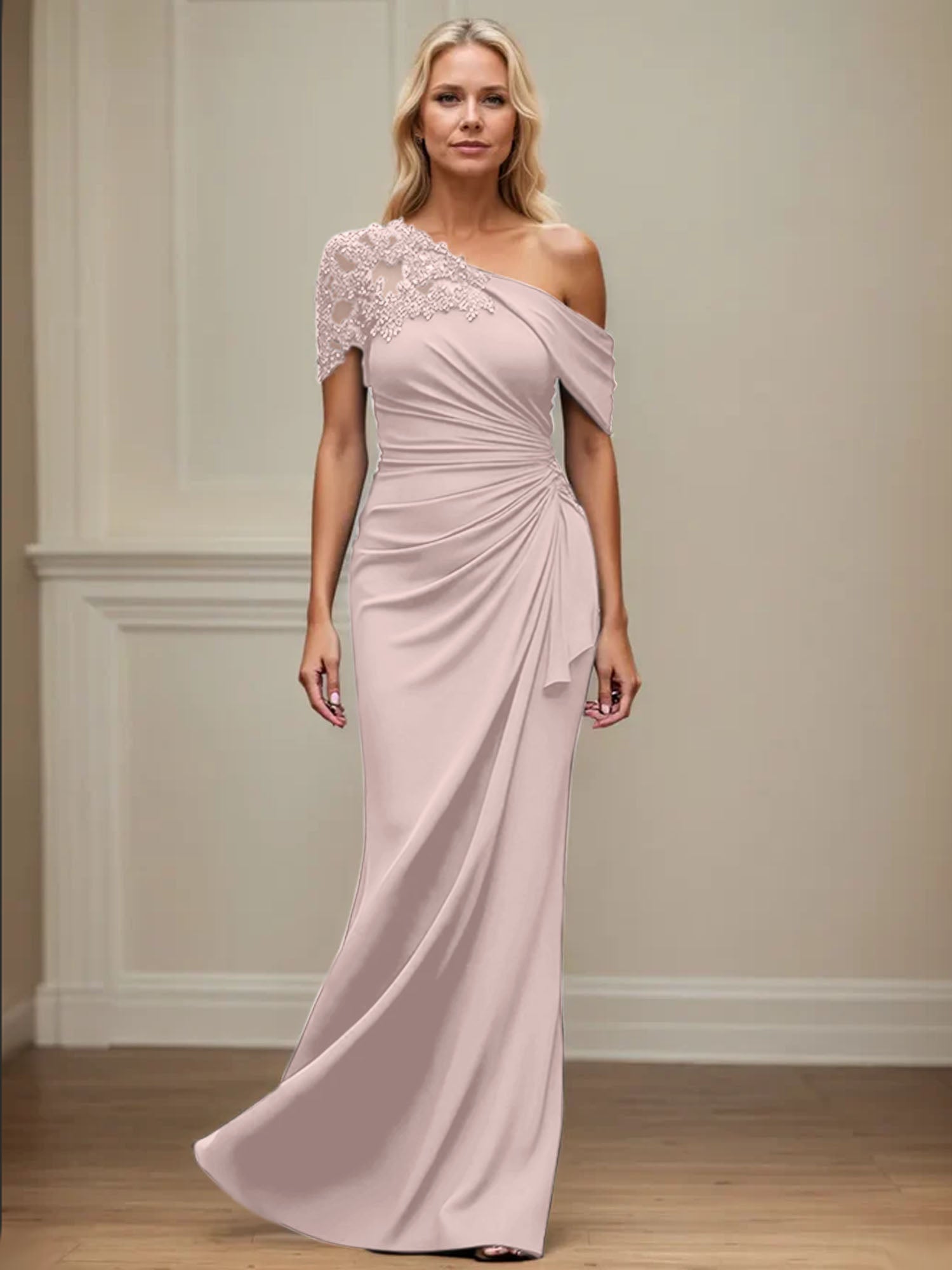 Trumpet/Meerjungfrau Mutter-der-Braut-Kleid mit asymmetrischem Schnitt und Applikationen