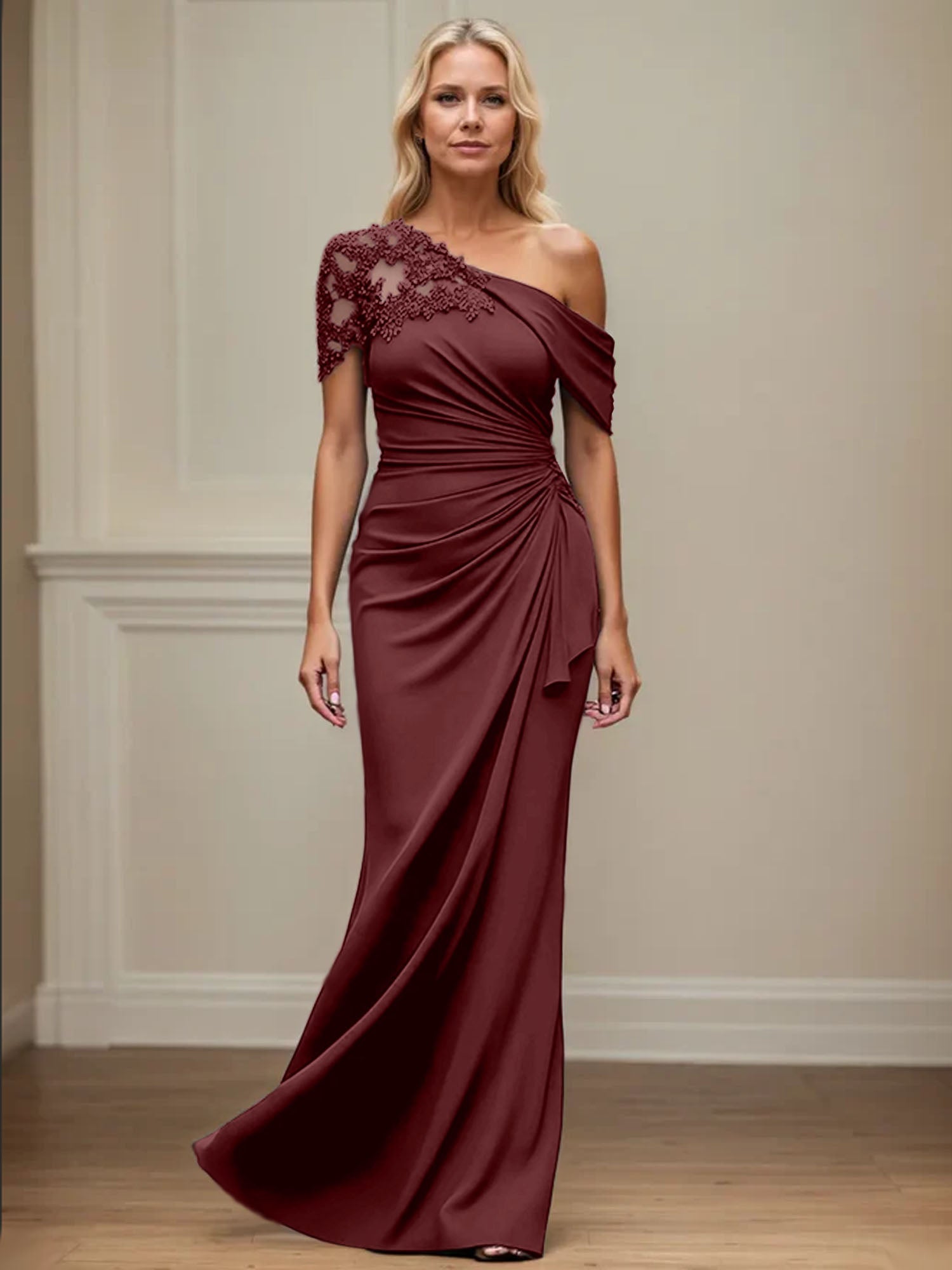 Trumpet/Meerjungfrau Mutter-der-Braut-Kleid mit asymmetrischem Schnitt und Applikationen