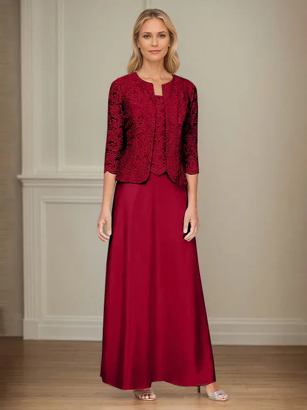 Glitzer Spitzen- & Satinrock Jackenkleid mit offener Jacke