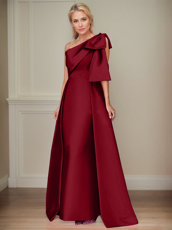 A-Linien trägerloses Satin-Mutter-der-Braut-Kleid mit Schleifen