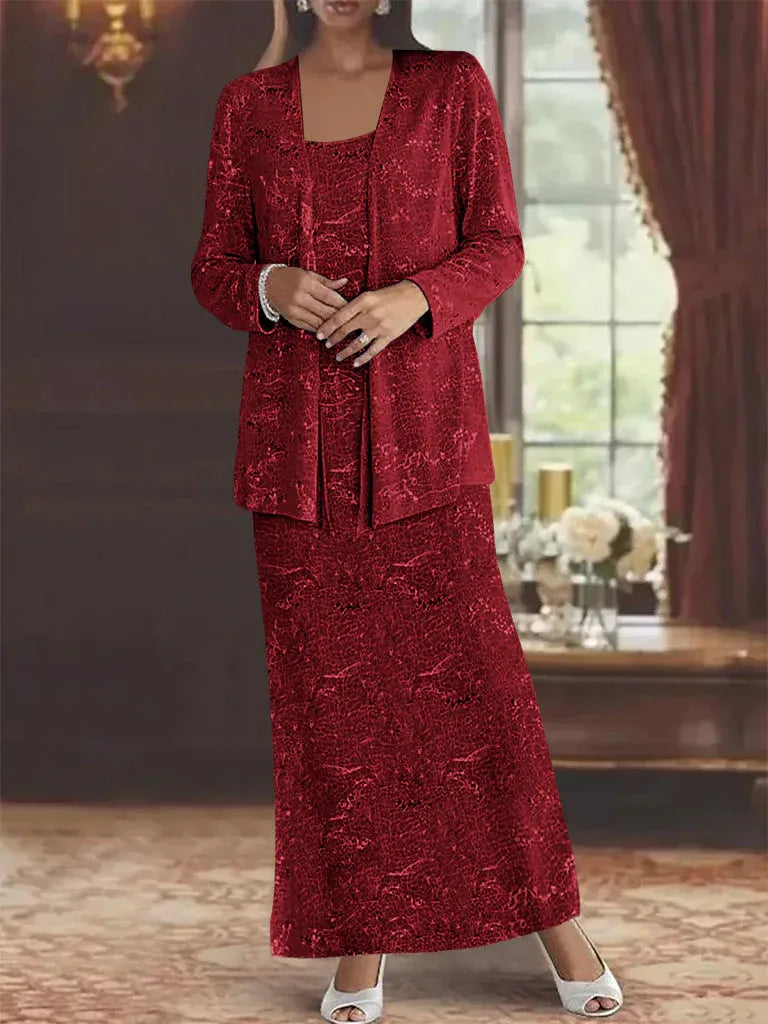 Chiffon-Brautmutterkleider mit Pailletten und Jacke
