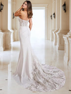 Strapless Applique Wedding Dresses for Women Mermaid Beach Bridal Dress
