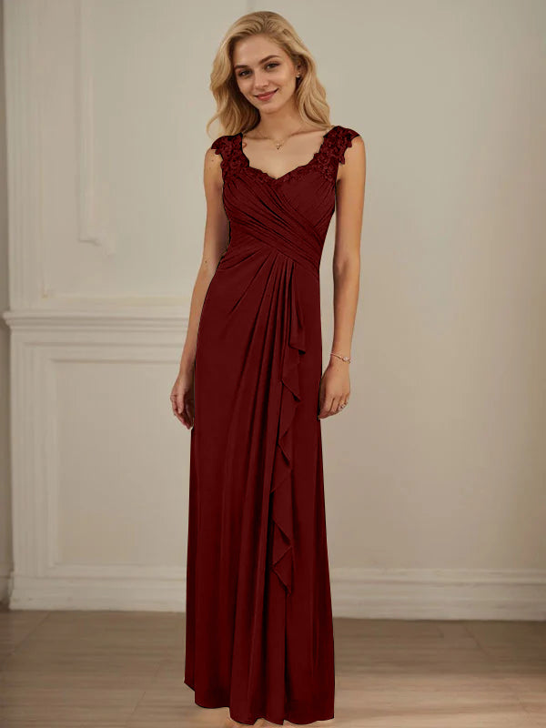 Champagner A-Linien Herzausschnitt Falten Mesh Kleid