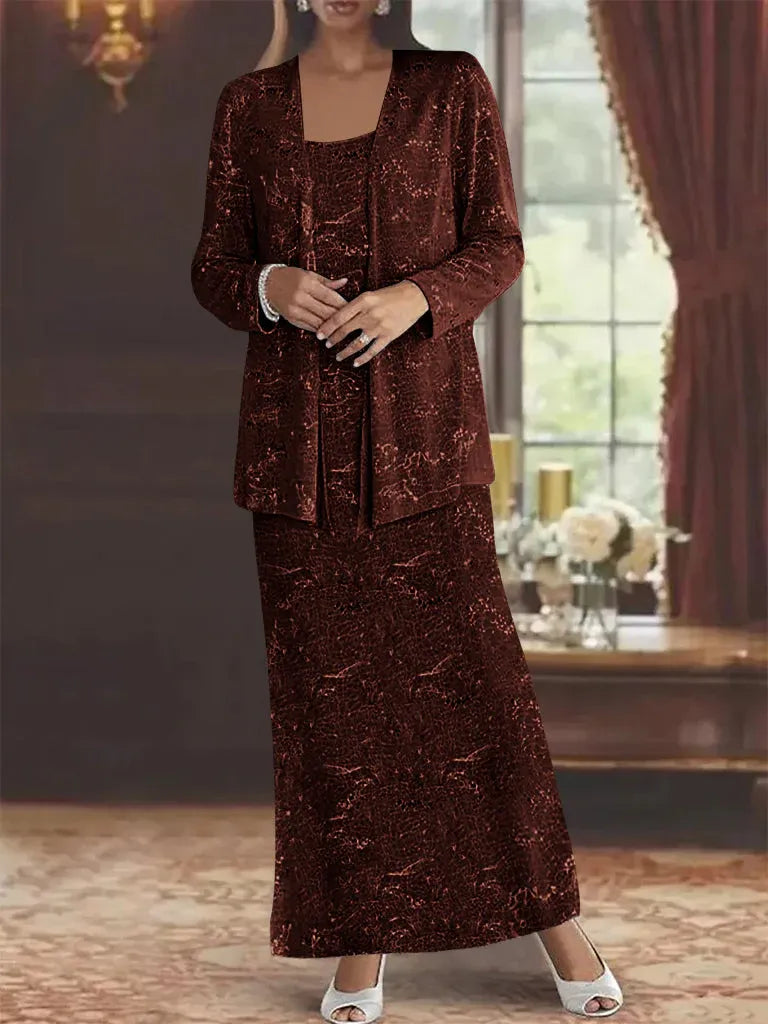 Chiffon-Brautmutterkleider mit Pailletten und Jacke