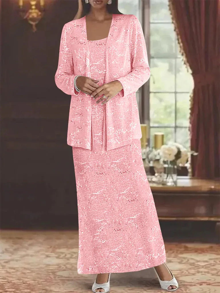 Chiffon-Brautmutterkleider mit Pailletten und Jacke