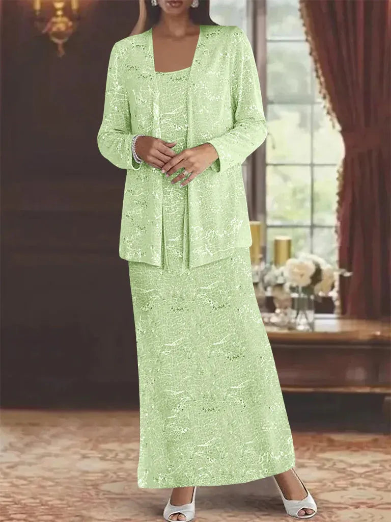 Chiffon-Brautmutterkleider mit Pailletten und Jacke