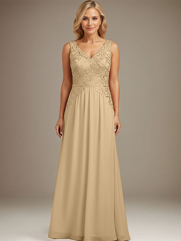 Bordeauxrotes A-Linien-Kleid mit V-Ausschnitt, bodenlang, aus Spitze und Chiffon, Mutter der Braut Kleid