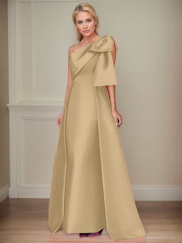A-Linien trägerloses Satin-Mutter-der-Braut-Kleid mit Schleifen