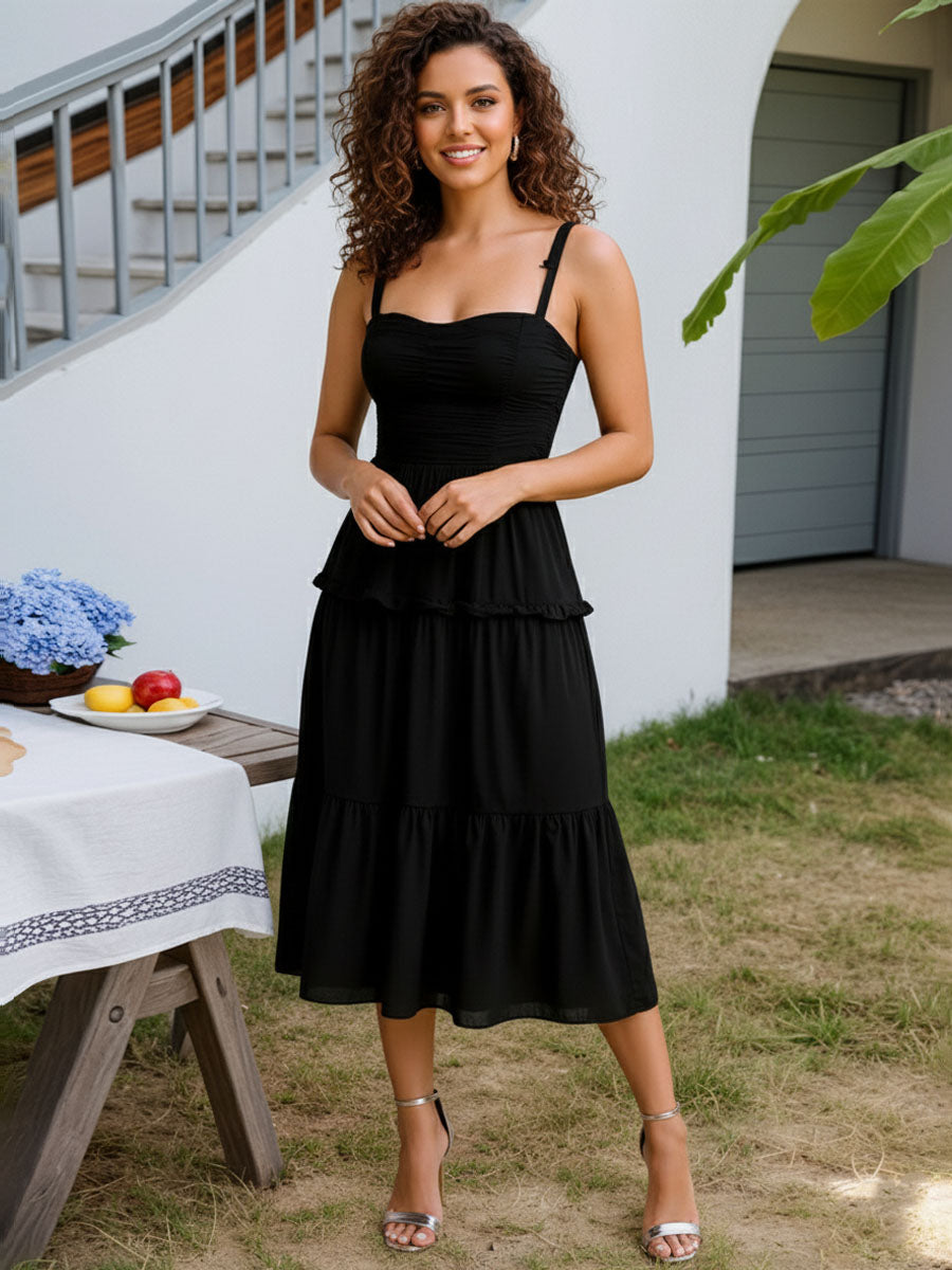 Chiffon Herz-Ausschnitt plissiertes A-Linien gestuftes formelles Kleid