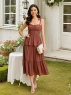 Chiffon Herz-Ausschnitt plissiertes A-Linien gestuftes formelles Kleid