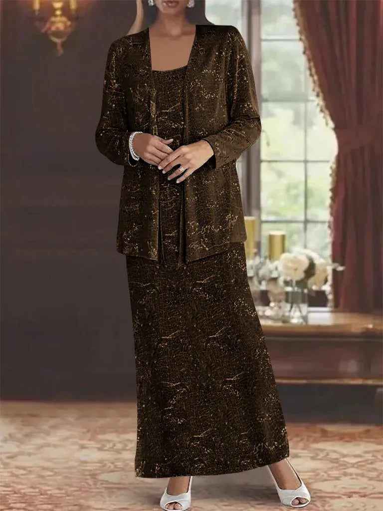 Abiti da madre della sposa in chiffon con paillettes e giacca