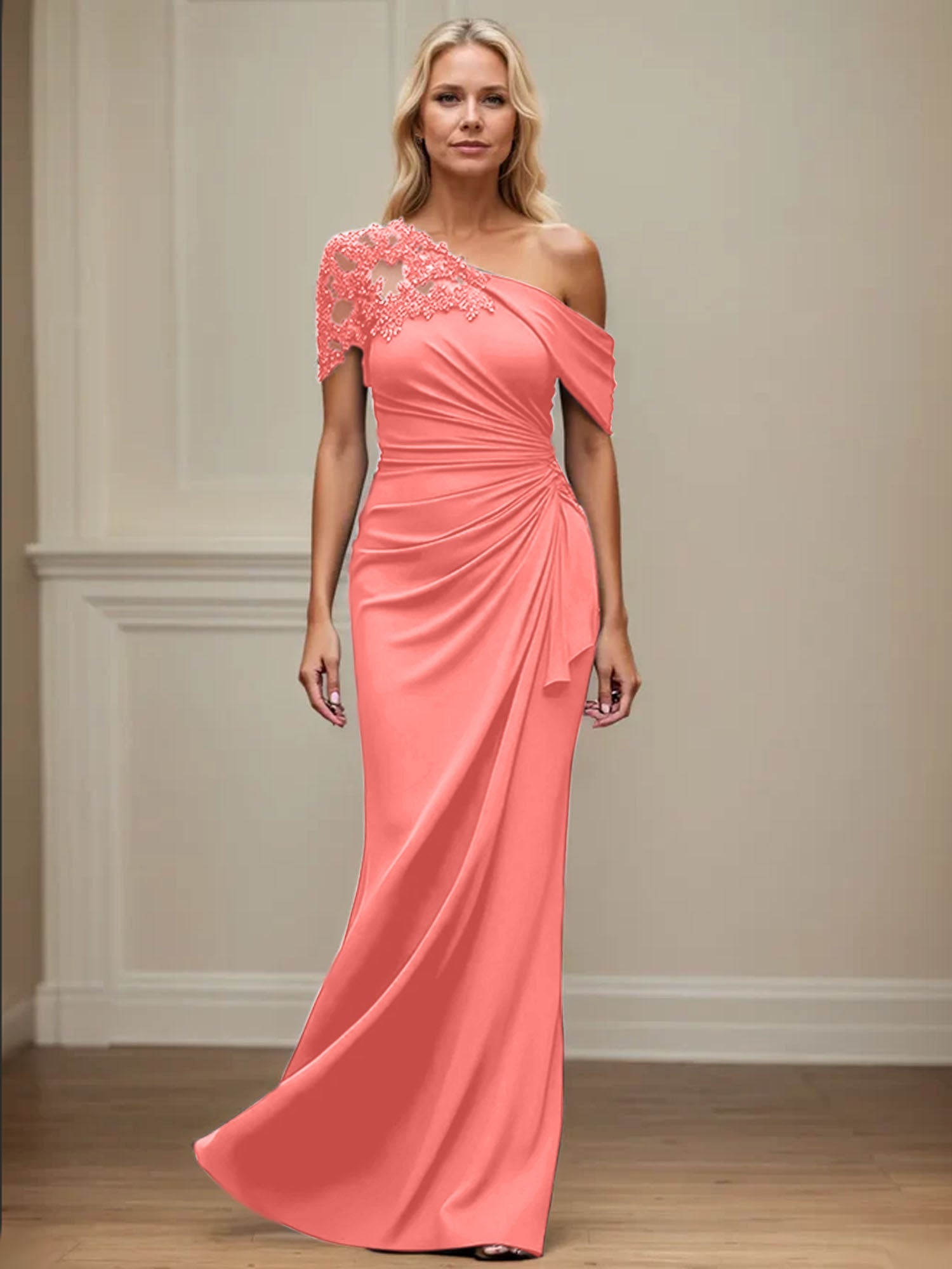 Trumpet/Meerjungfrau Mutter-der-Braut-Kleid mit asymmetrischem Schnitt und Applikationen