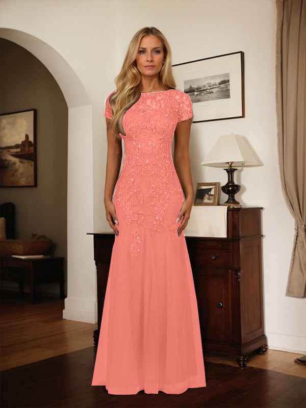 Dark Navy Mermaid Scoop Sequins Tulle Dress