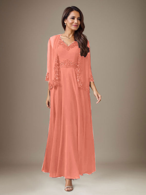 Pflaume A-Linie Pailletten Chiffon Kleid