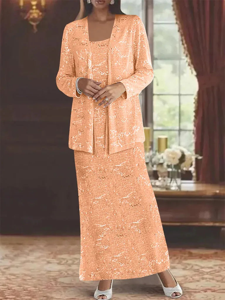 Chiffon-Brautmutterkleider mit Pailletten und Jacke