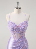 Corset Floral Mermaid Long Prom Dress with Slit