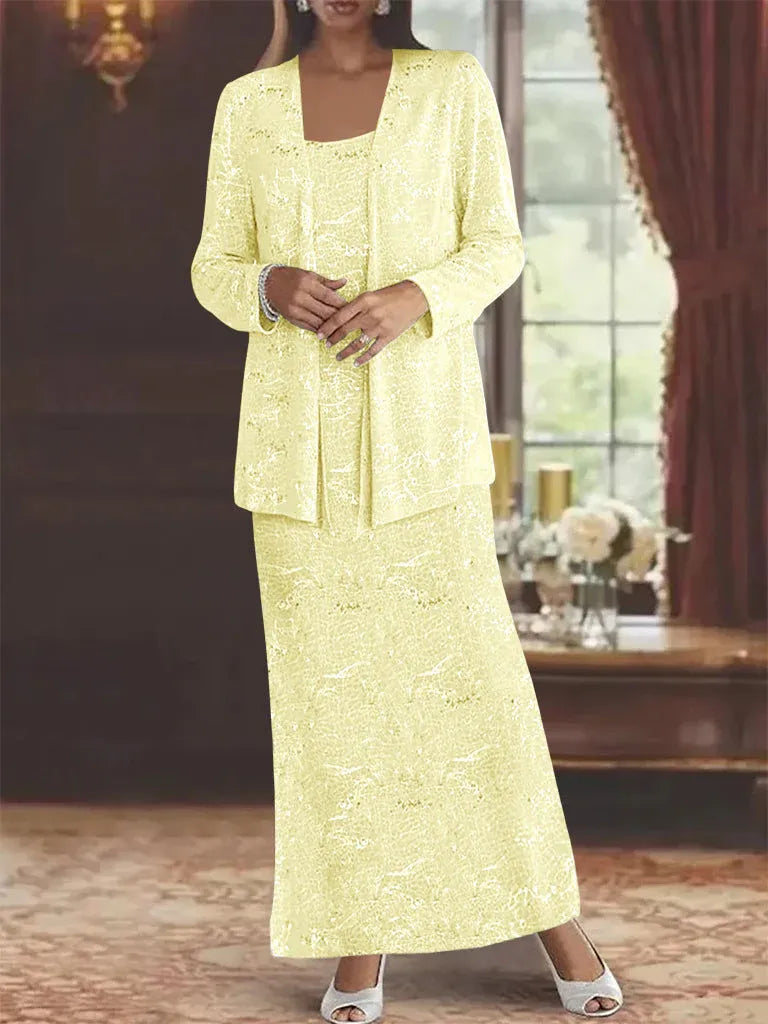 Chiffon-Brautmutterkleider mit Pailletten und Jacke