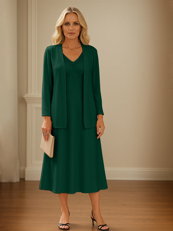 Chiffon-Rock Kleid für Mutter der Braut mit offenem Jackett