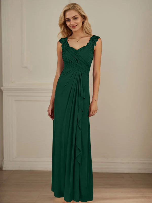 Champagner A-Linien Herzausschnitt Falten Mesh Kleid