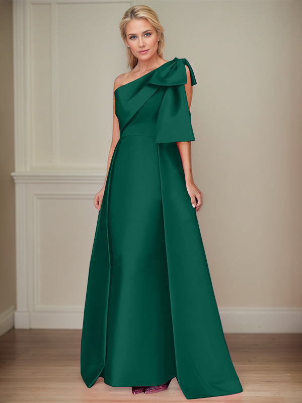 A-Linien trägerloses Satin-Mutter-der-Braut-Kleid mit Schleifen