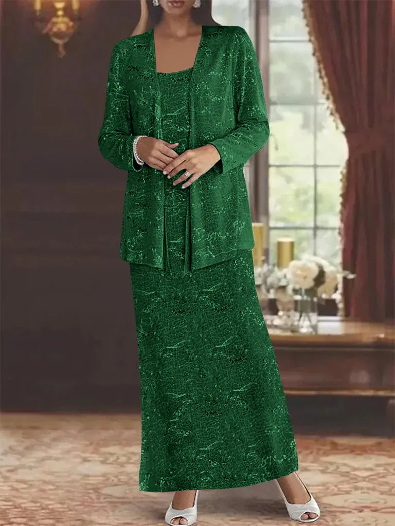 Chiffon-Brautmutterkleider mit Pailletten und Jacke