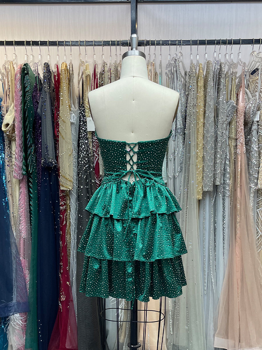 A-Linie Trägerloses Herz-Ausschnitt Satin Abschlussballkleid mit Schlüsselloch
