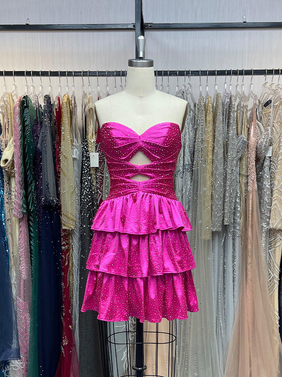 A-Linie Trägerloses Herz-Ausschnitt Satin Abschlussballkleid mit Schlüsselloch