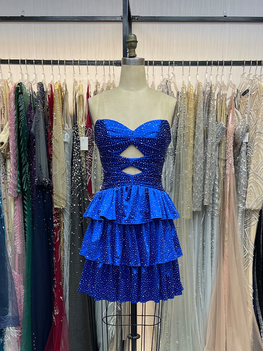 A-Linie Trägerloses Herz-Ausschnitt Satin Abschlussballkleid mit Schlüsselloch