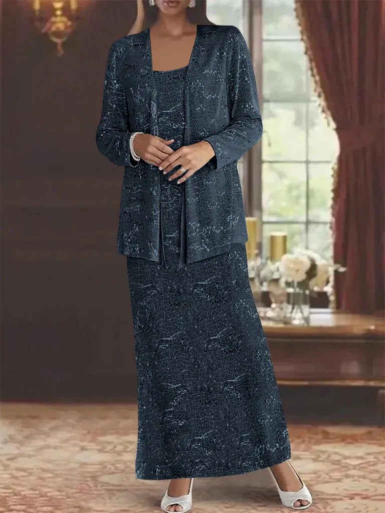 Chiffon-Brautmutterkleider mit Pailletten und Jacke